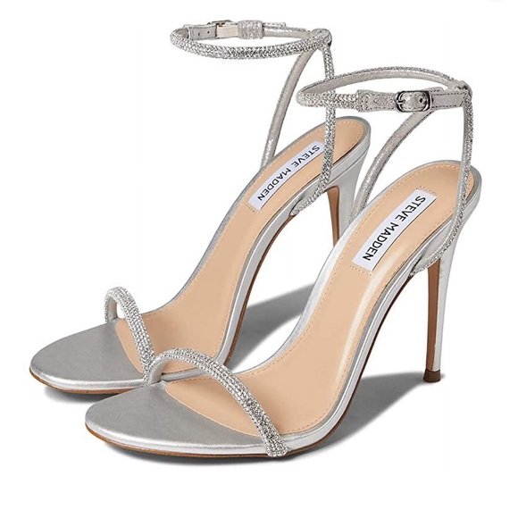 Steve Madden NWT Breslin Woman’s Silver Heels with Rhinestones details. - Picture 1 of 8